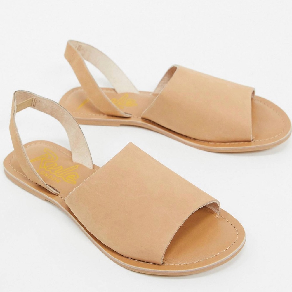 Rule London leather slingback mocassin sandals in tan size eu 39